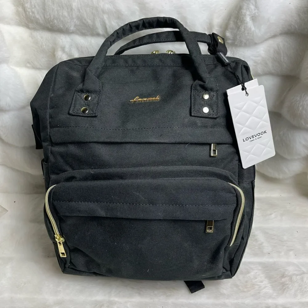 NWT lovevook black  canvas laptop backpack with USB port fit up to 17” l…